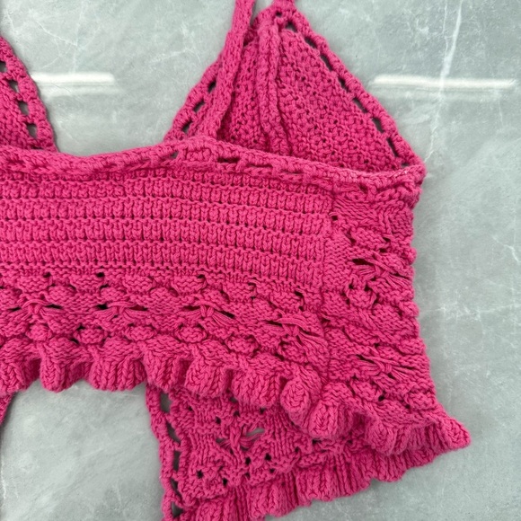 Women’s American Eagle Crochet Tie Front Cami Crop Tank Top Boho Festival XS - Picture 8 of 16